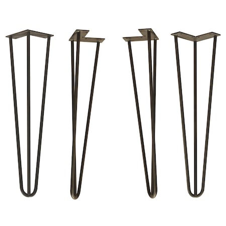 Osborne Wood Products 18 x 4 SOLD AS A SET OF FOUR~Hairpin Metal Table Legs in Flat Black Fi 413003BL